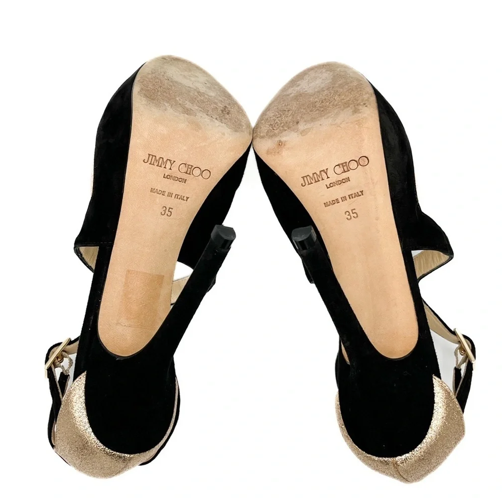 Jimmy Choo Tulip Glitter-Suede Criss Cross Platform Stiletto Heel Pumps - Picture 9 of 9